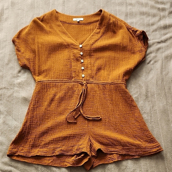 Madewell Cassidy V Neck Button-Front Romper Size Medium - Picture 4 of 13